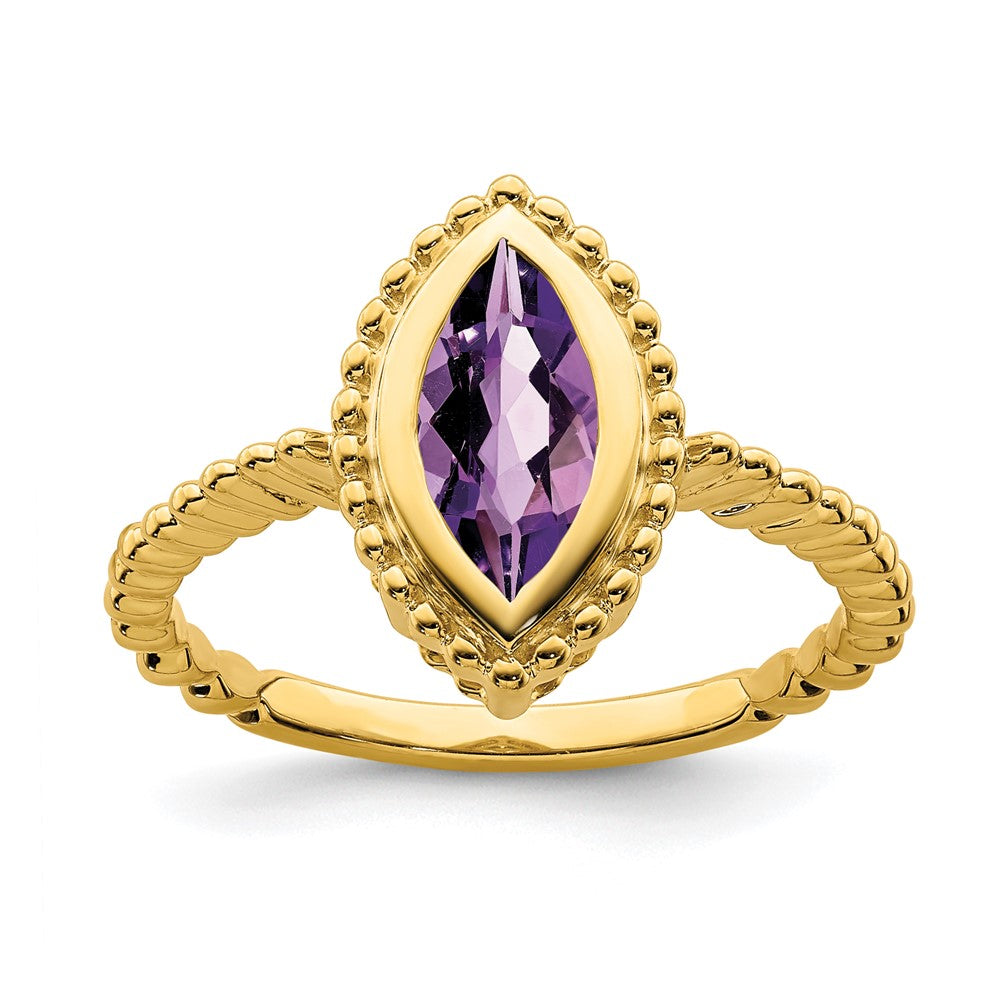 14K Gelbgold Ring mit Amethyst im Marquise-Schliff