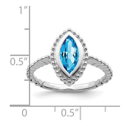 14K Weißgold Ring mit Marquise-Blautopas