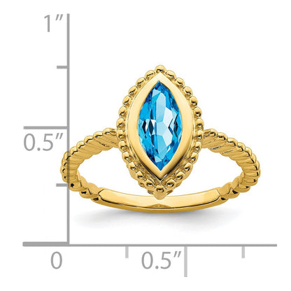 14K Gelbgold Ring mit Blautopas im Marquise-Schliff