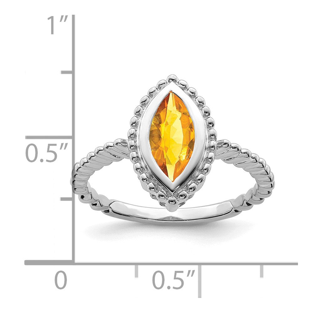 14K Weißgold Ring mit Citrin im Marquiseschliff