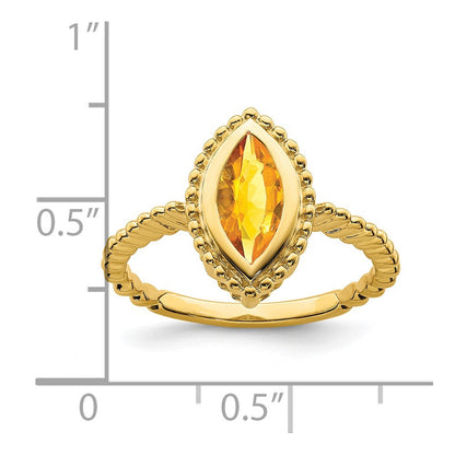 14K Gelbgold Ring mit Citrin im Marquise-Schliff