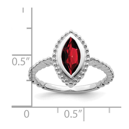 14K Weißgold Ring mit Granat im Marquise-Schliff