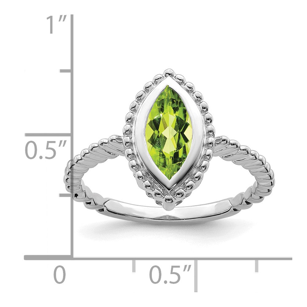 14K Weißgold Ring mit Peridot im Marquiseschliff