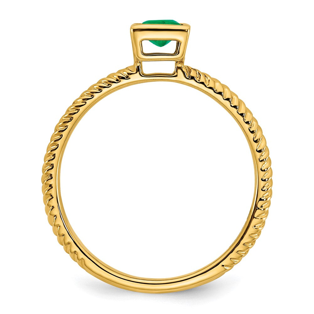 14K Gelbgold Ring mit quadratischer Fassung und Smaragd
