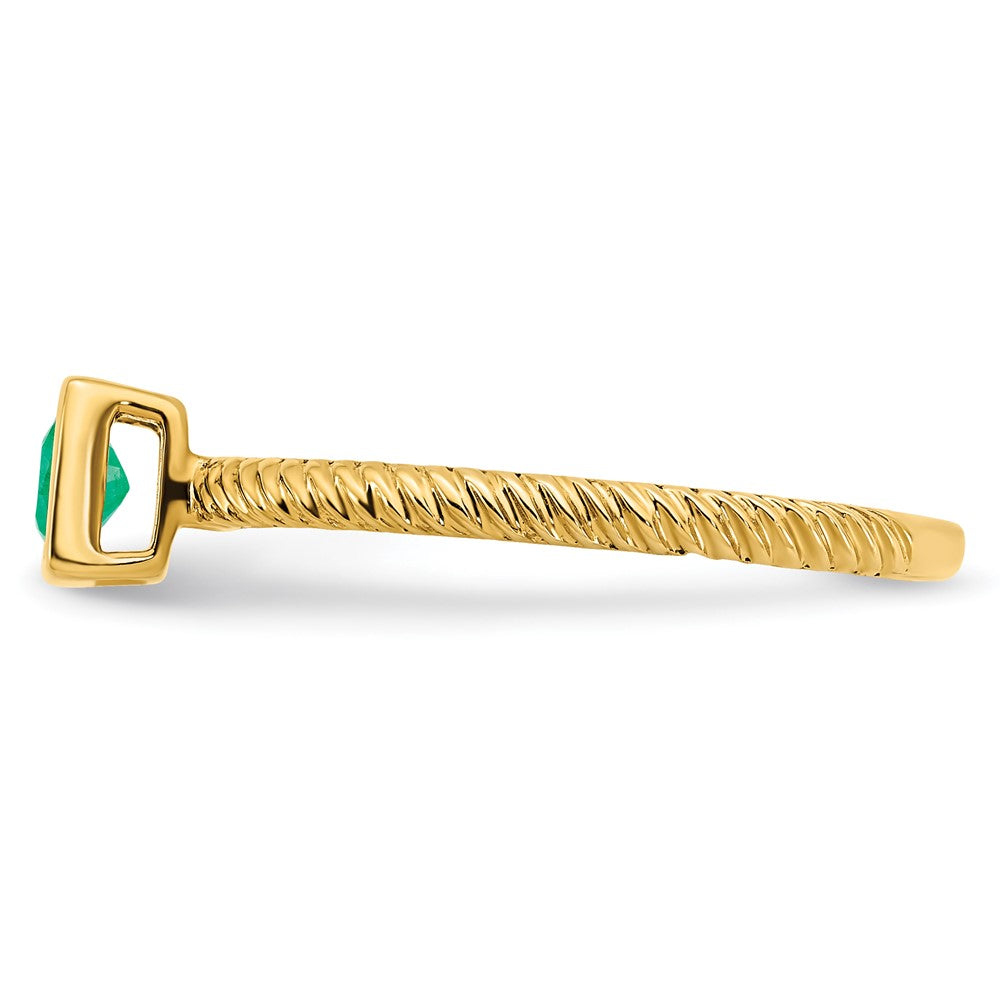 14K Gelbgold Ring mit quadratischer Fassung und Smaragd
