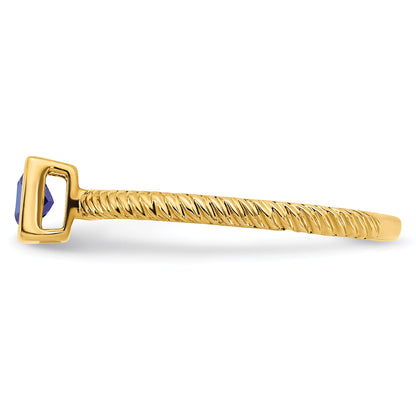 14K Gelbgold Ring mit quadratischer Saphir-Lünette