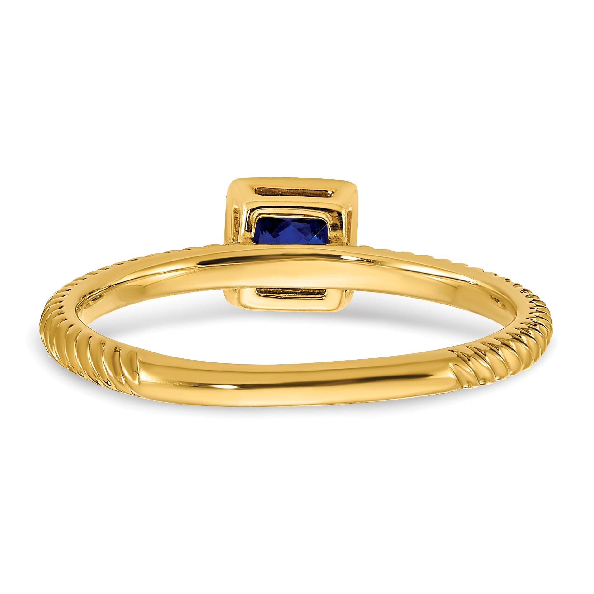 14K Gelbgold Ring mit quadratischer Saphir-Lünette