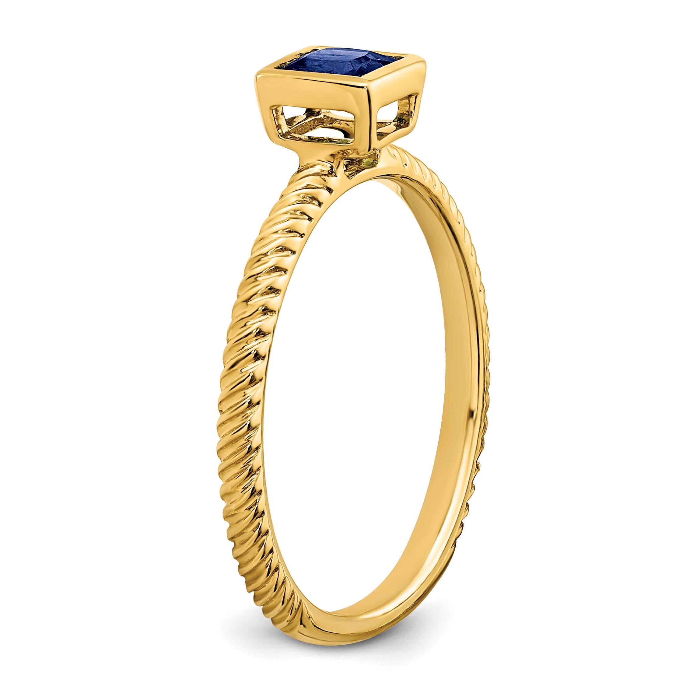 14K Gelbgold Ring mit quadratischer Saphir-Lünette