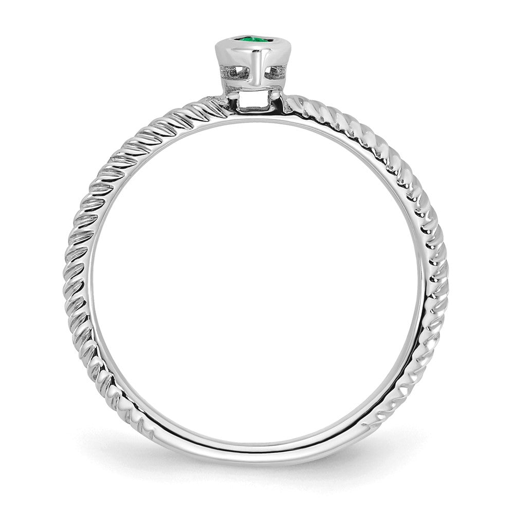 14K Weißgold Ring mit Marquise-Fassung und Smaragd