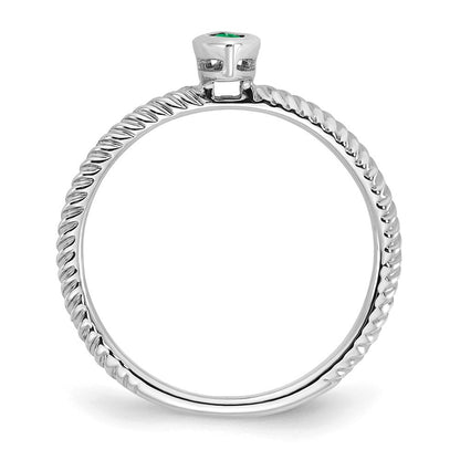 14K Weißgold Ring mit Marquise-Fassung und Smaragd