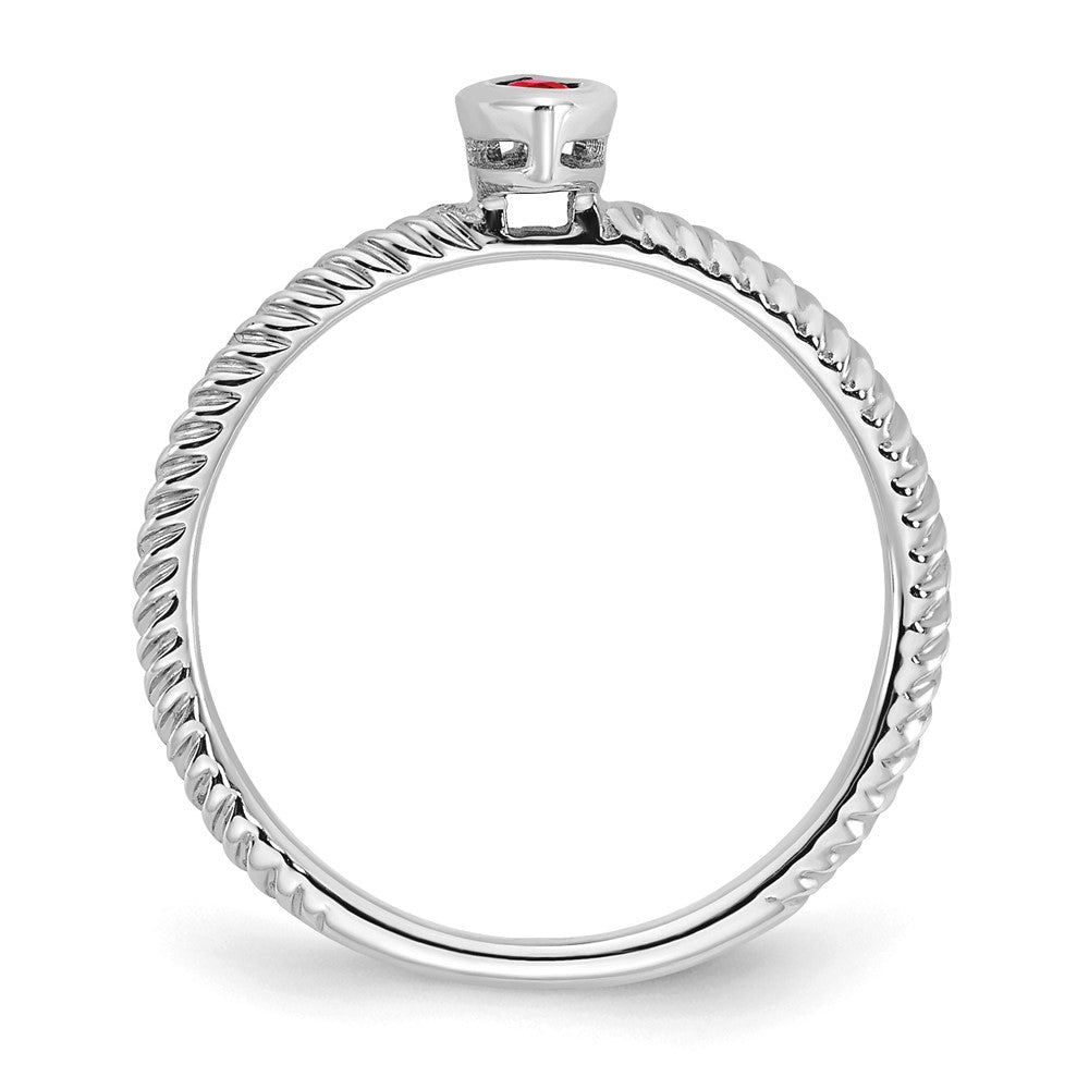 14K Weißgold Ring mit Rubin im Marquise-Schliff, Zargenfassung