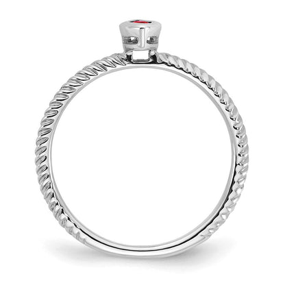 14K Weißgold Ring mit Rubin im Marquise-Schliff, Zargenfassung