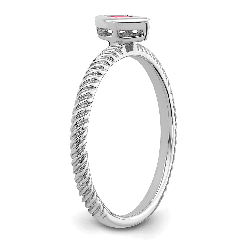 14K Weißgold Ring mit Rubin im Marquise-Schliff, Zargenfassung