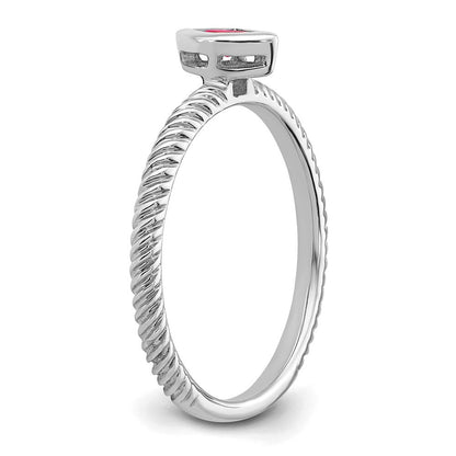 14K Weißgold Ring mit Rubin im Marquise-Schliff, Zargenfassung