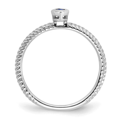 14K Weißgold Ring mit Saphir im Marquiseschliff in Zargenfassung