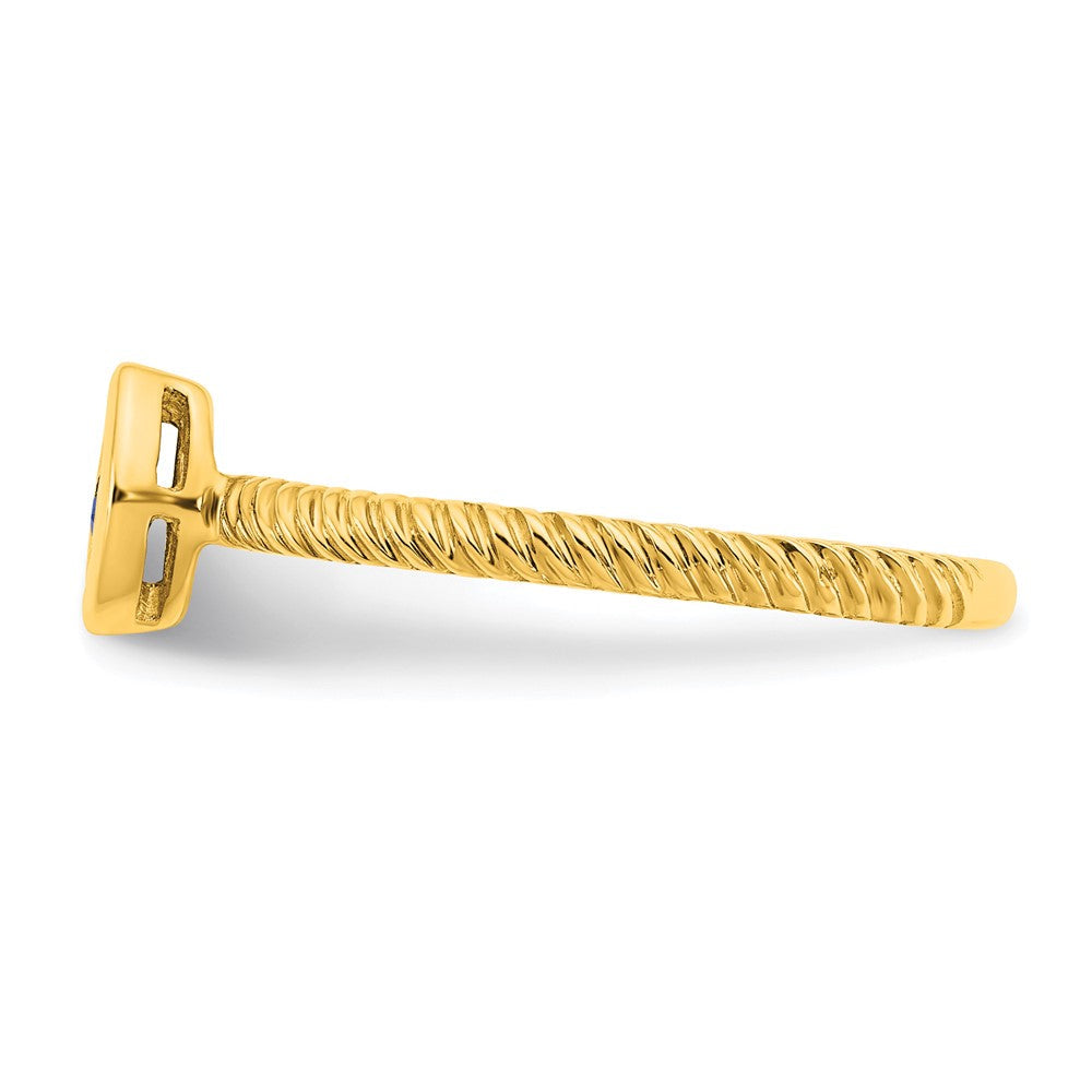14K Gelbgold Ring mit Marquise-Saphir in Zargenfassung