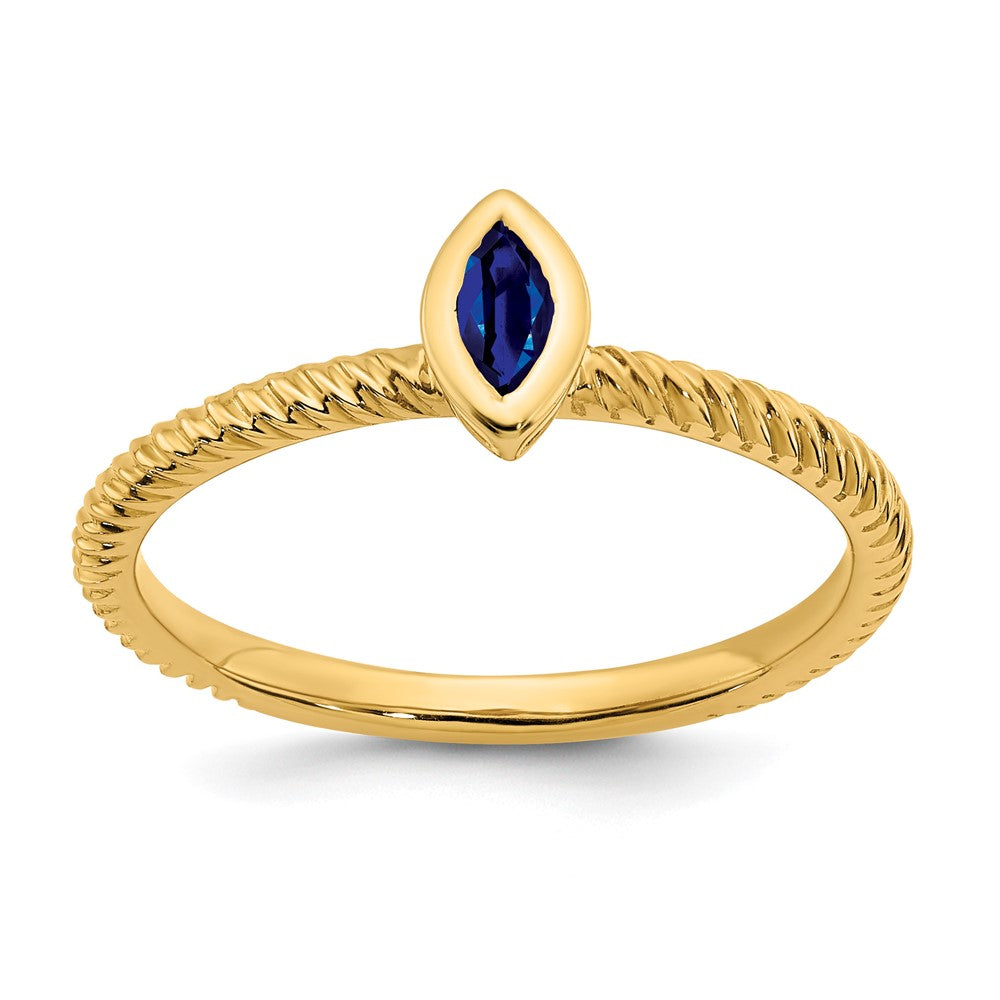 14K Gelbgold Ring mit Marquise-Saphir in Zargenfassung