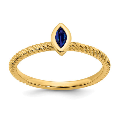14K Gelbgold Ring mit Marquise-Saphir in Zargenfassung