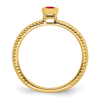 Massiv 14K Gelbgold Oval Zargenfassung Synthetisch Rubin Ring