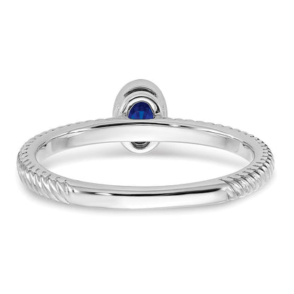 14K Weißgold Ring mit Saphir im Ovalschliff in Zargenfassung