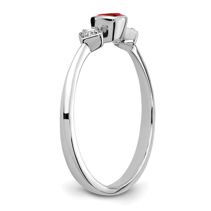 14K Weißgold Ring mit Rubin und echten Diamanten