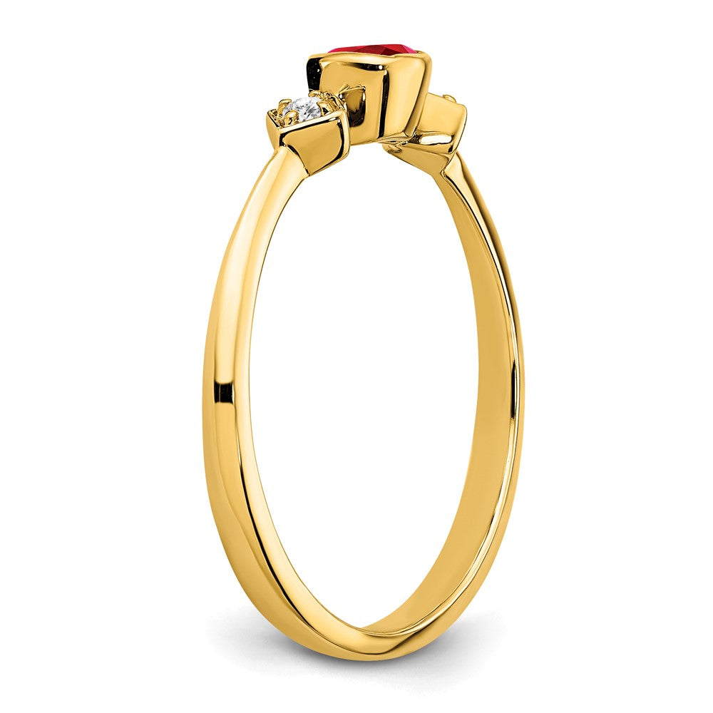 14K Gelbgold Ring mit Rubin und echten Diamanten