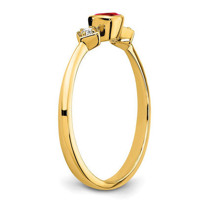 14K Gelbgold Ring mit Rubin und echten Diamanten
