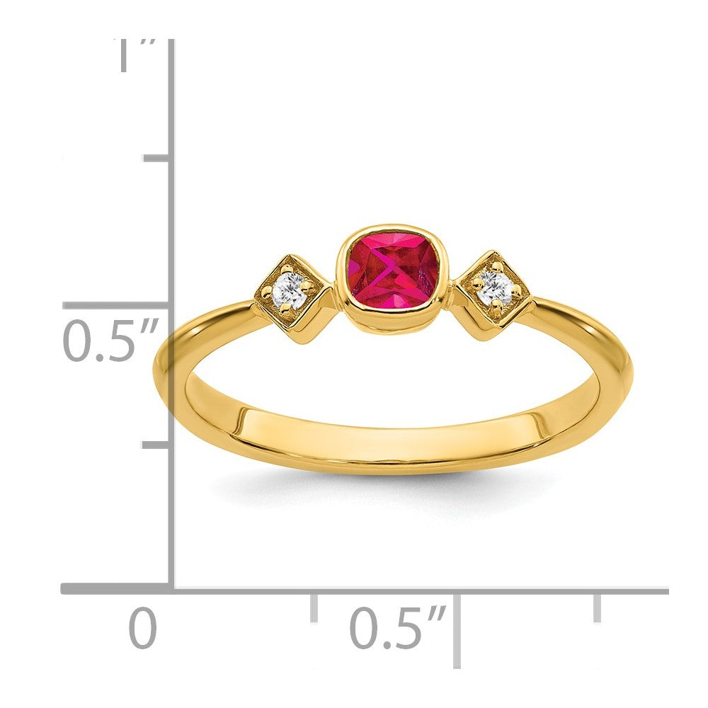 14K Gelbgold Ring mit Rubin und echten Diamanten