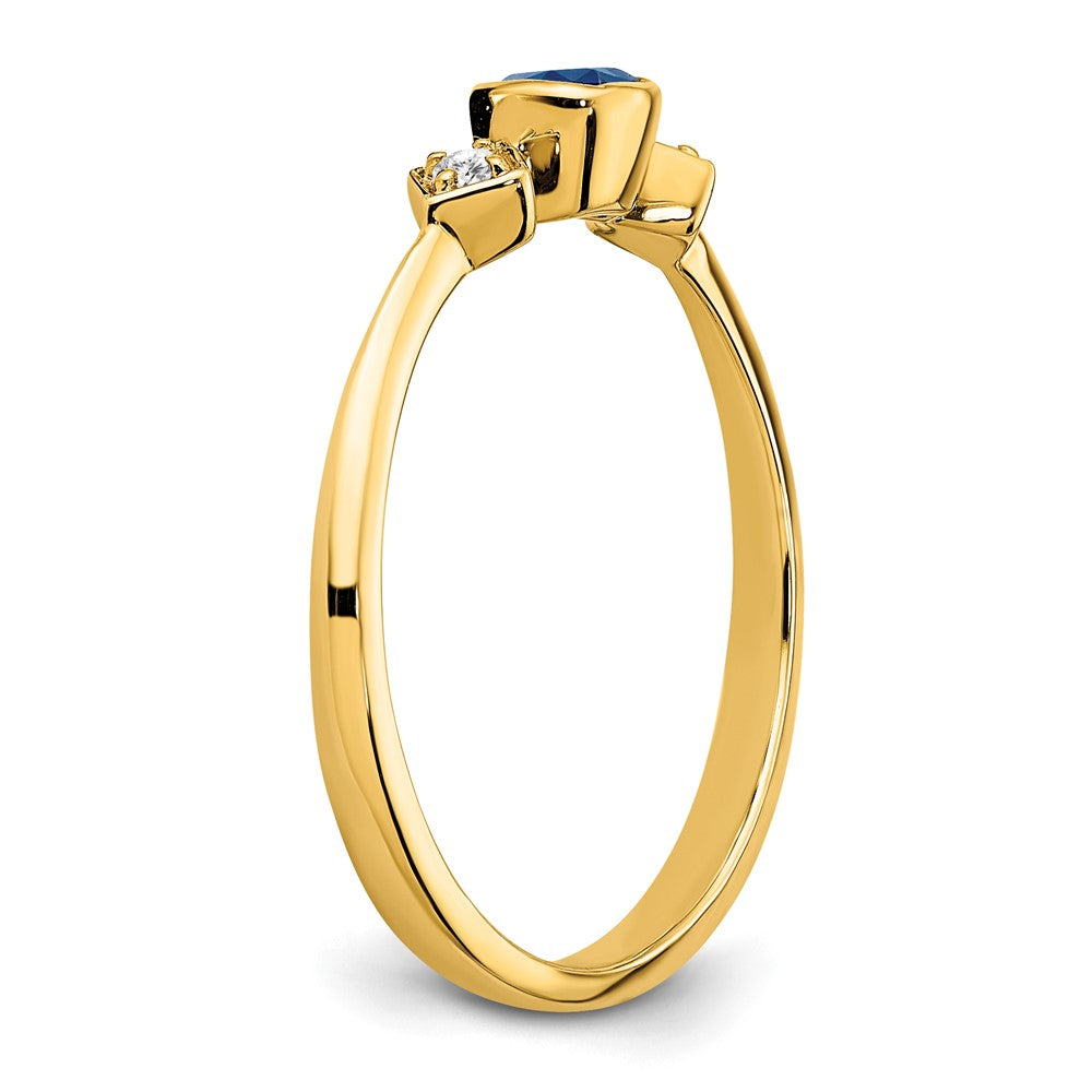 14K Gelbgold Ring mit Saphir und echtem Diamant