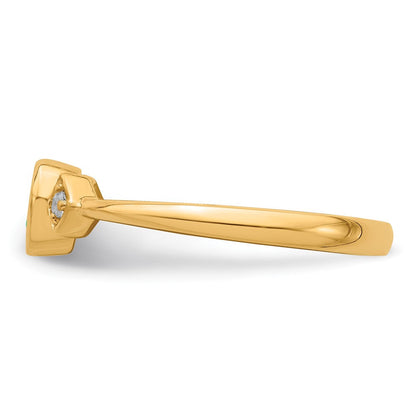 14K Gelbgold Ring mit Fassung in Tropfenform mit Smaragd und echtem Diamant
