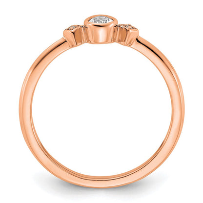 14K Roségold Petite 3 Stein 1/15 Karat Tropfen Diamant Komplett Versprechen/ Verlobungsring
