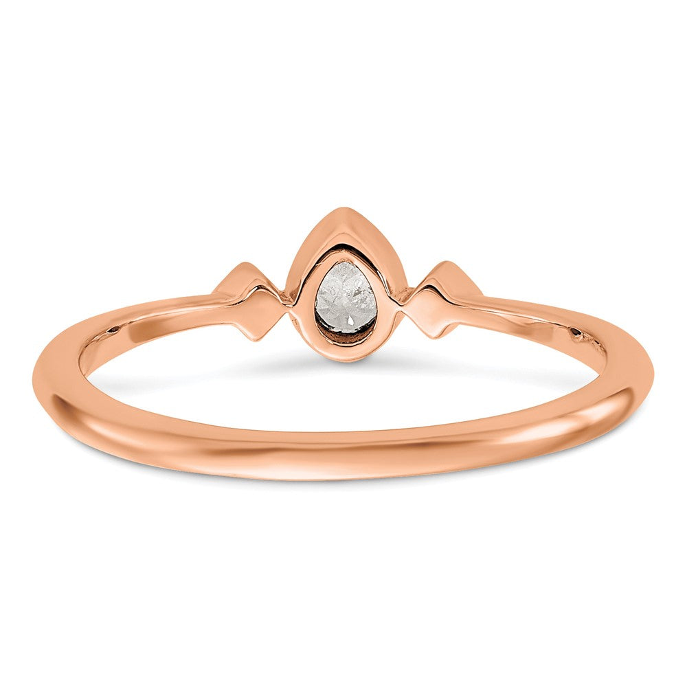 14K Roségold Petite 3 Stein 1/15 Karat Tropfen Diamant Komplett Versprechen/ Verlobungsring