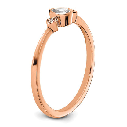 14K Roségold Petite 3 Stein 1/15 Karat Tropfen Diamant Komplett Versprechen/ Verlobungsring