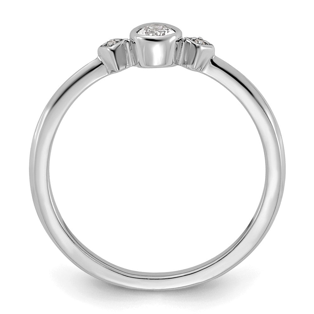 14K Weißgold Petite 3-stone 1/15 Karat Tropfen Diamant Komplett Versprechen/ Verlobungsring
