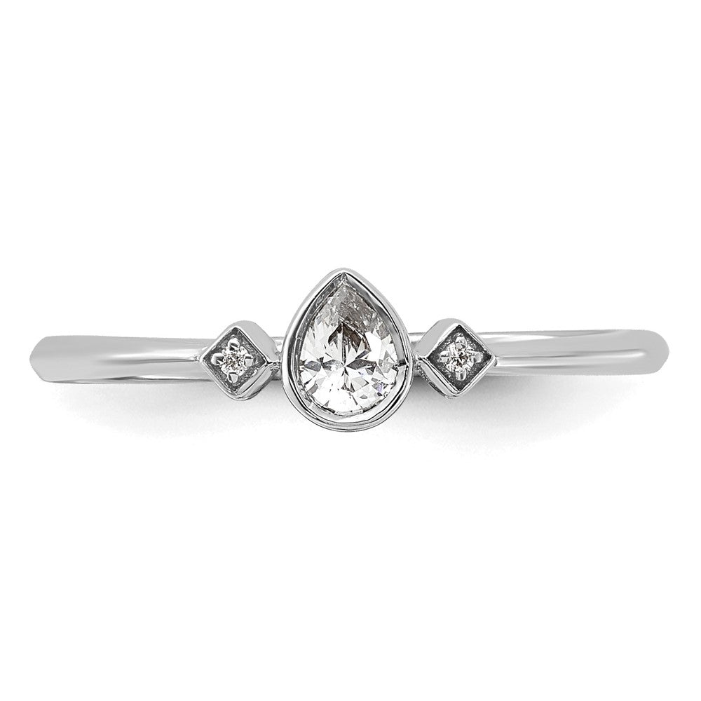 14K Weißgold Petite 3-stone 1/15 Karat Tropfen Diamant Komplett Versprechen/ Verlobungsring