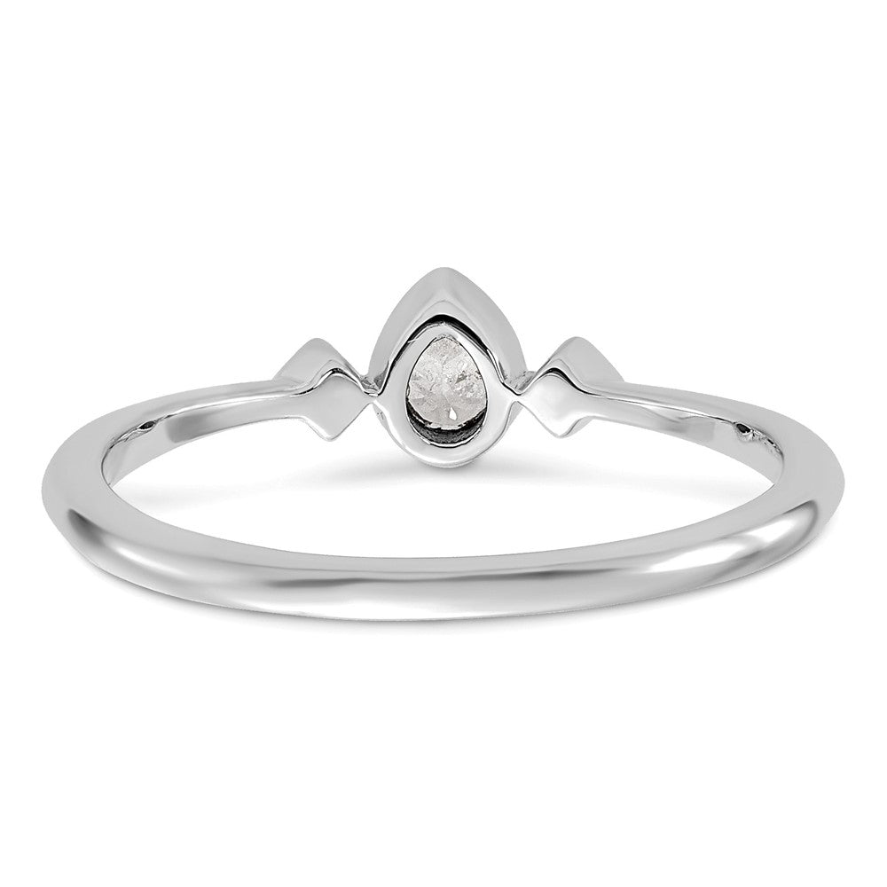 14K Weißgold Petite 3-stone 1/15 Karat Tropfen Diamant Komplett Versprechen/ Verlobungsring