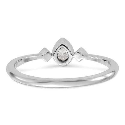 14K Weißgold Petite 3-stone 1/15 Karat Tropfen Diamant Komplett Versprechen/ Verlobungsring