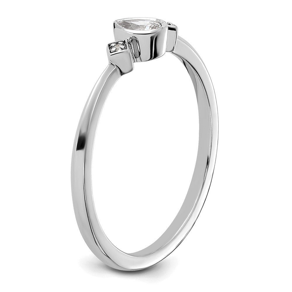 14K Weißgold Petite 3-stone 1/15 Karat Tropfen Diamant Komplett Versprechen/ Verlobungsring