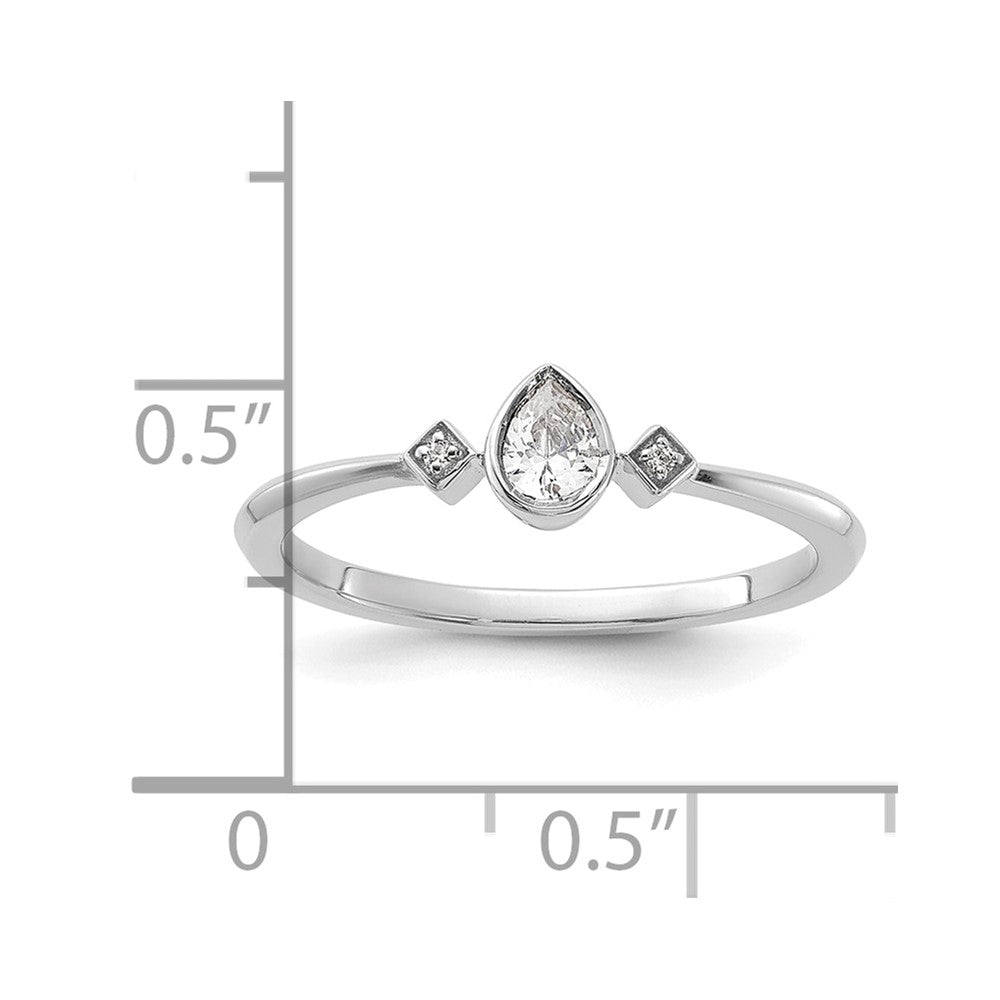14K Weißgold Petite 3-stone 1/15 Karat Tropfen Diamant Komplett Versprechen/ Verlobungsring