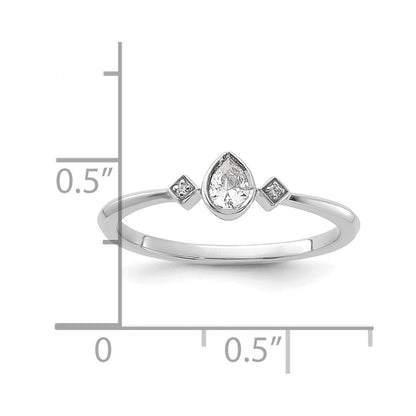 14K Weißgold Petite 3-stone 1/15 Karat Tropfen Diamant Komplett Versprechen/ Verlobungsring