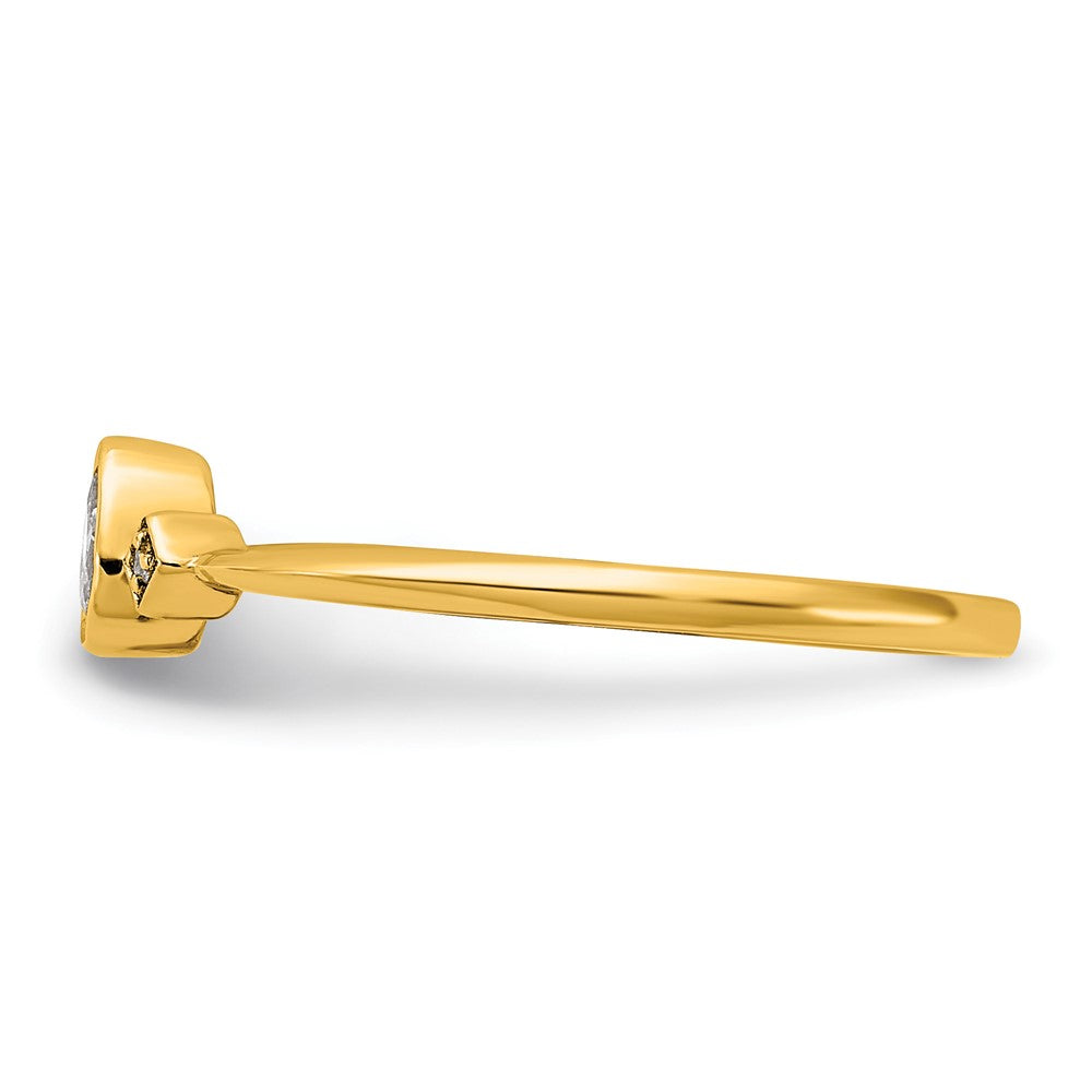 14K Gelbgold Petite 3-stone 1/15 Karat Tropfen Diamant Komplett Versprechen/ Verlobungsring
