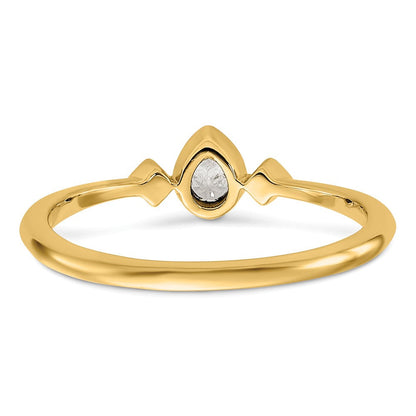 14K Gelbgold Petite 3-stone 1/15 Karat Tropfen Diamant Komplett Versprechen/ Verlobungsring