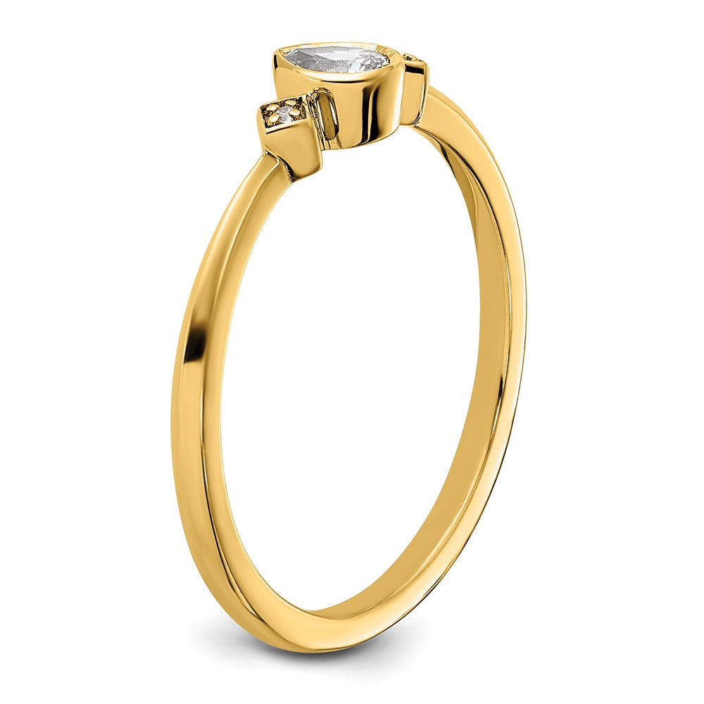 14K Gelbgold Petite 3-stone 1/15 Karat Tropfen Diamant Komplett Versprechen/ Verlobungsring