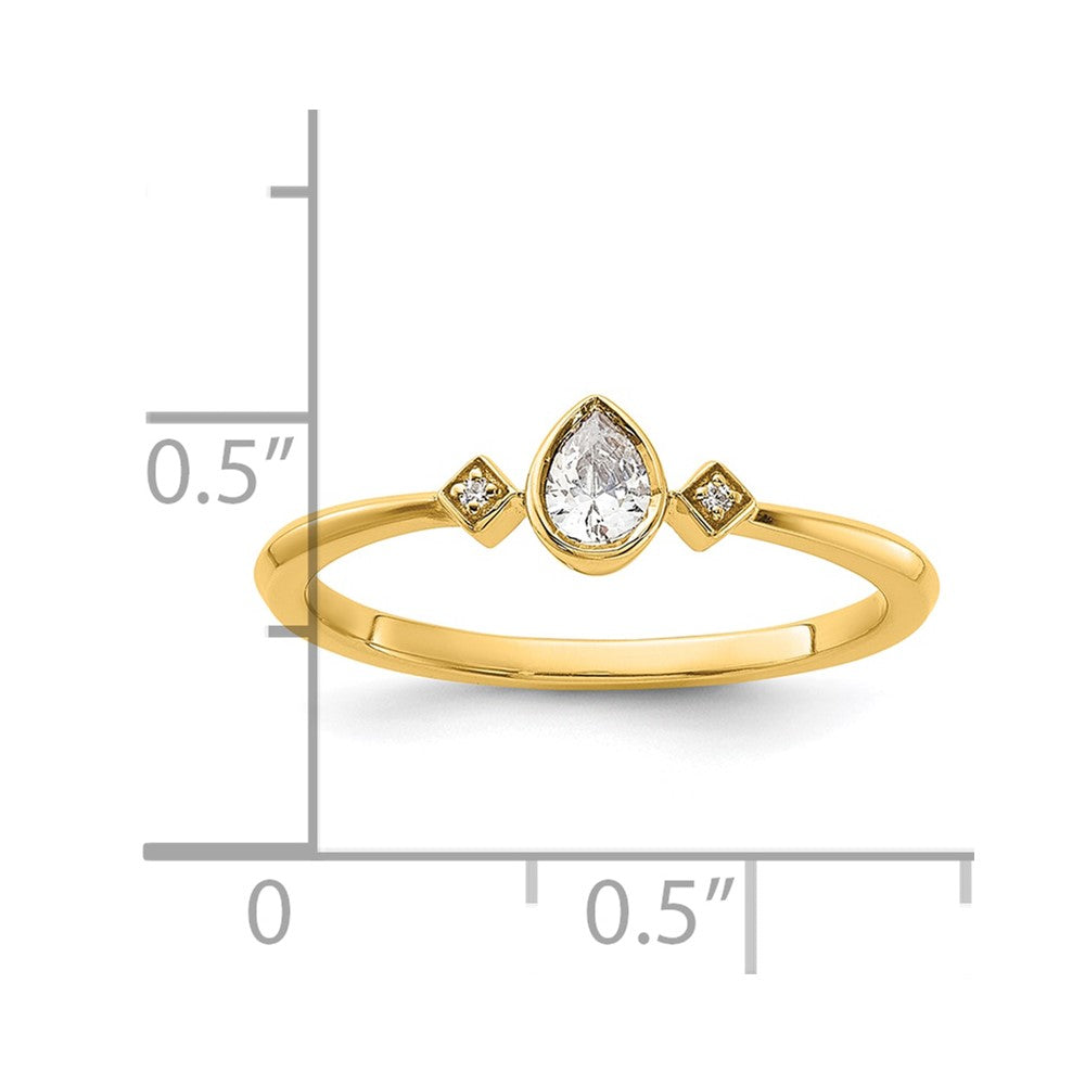 14K Gelbgold Petite 3-stone 1/15 Karat Tropfen Diamant Komplett Versprechen/ Verlobungsring