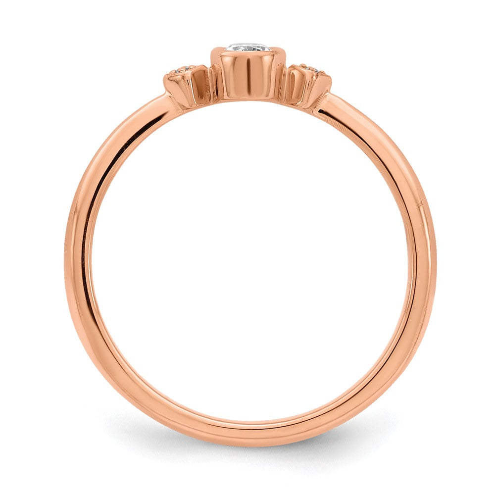 14K Roségold Petite 3 Stein 1/15 Karat Oval Diamant Komplett Versprechen/ Verlobungsring