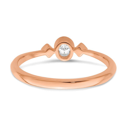 14K Roségold Petite 3 Stein 1/15 Karat Oval Diamant Komplett Versprechen/ Verlobungsring