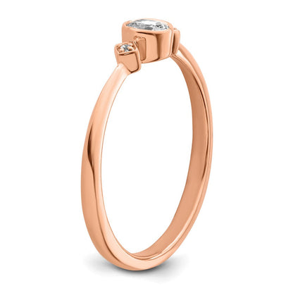 14K Roségold Petite 3 Stein 1/15 Karat Oval Diamant Komplett Versprechen/ Verlobungsring