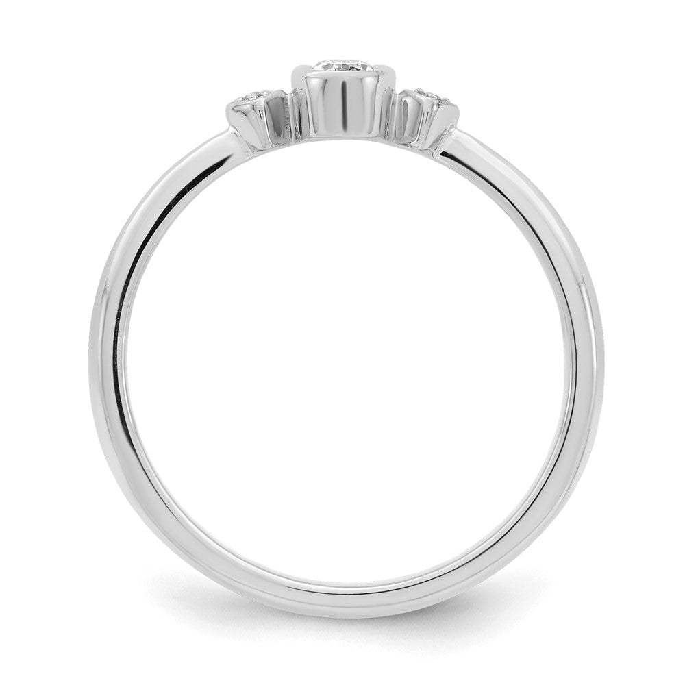 14K Weißgold Petite 3-stone 1/15 Karat Oval Diamant Komplett Versprechen/ Verlobungsring