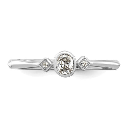 14K Weißgold Petite 3-stone 1/15 Karat Oval Diamant Komplett Versprechen/ Verlobungsring