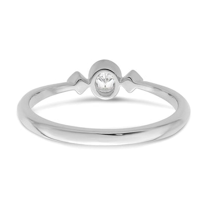 14K Weißgold Petite 3-stone 1/15 Karat Oval Diamant Komplett Versprechen/ Verlobungsring